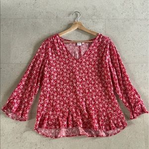 Red Floral Gap Top